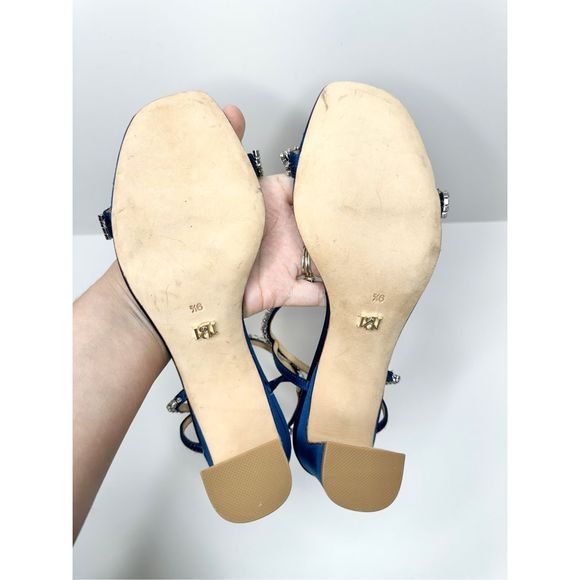 Badgley Mischka Sandals Size 9.5 Blue Marilee Open Toe Embellished Heels - Picture 14 of 14